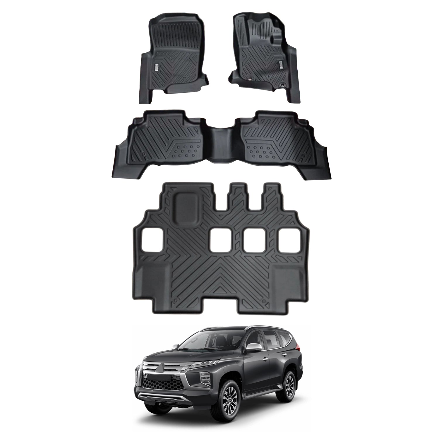 5D Custom Fit Car Floor Mats for Mitsubishi Pajero Sport 2015-2023 - All Weather Protection, Non-Slip Design - Perfect for Off-Roading, Camping & Daily Commute