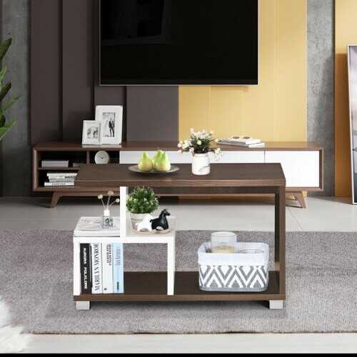 2-Tier Modern Rectangular Console Table & Coffee Table - Stylish Living Room Furniture for Small Spaces & Entryways