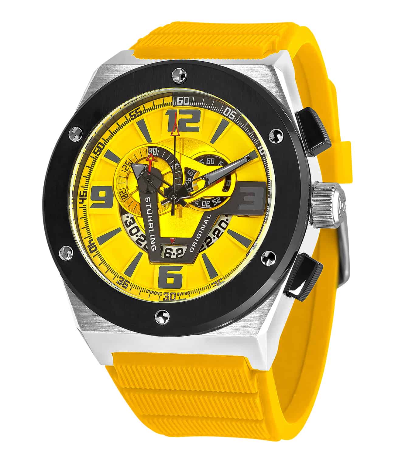 Yellow Dial / Silver Case / Yellow Silicone Strap Tang Buckle