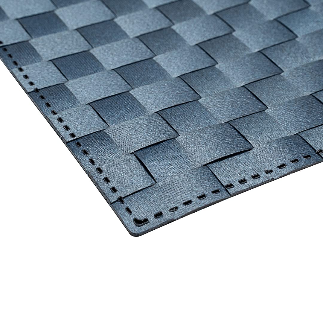 Restaurantware Macroweave 16 x 12 Inch Woven Plastic Placemats Set of 6 - Durable Navy Blue Rectangle Table Mats for Easy Cleaning | Ideal for Home Dining, Restaurants & Outdoor Entertaining