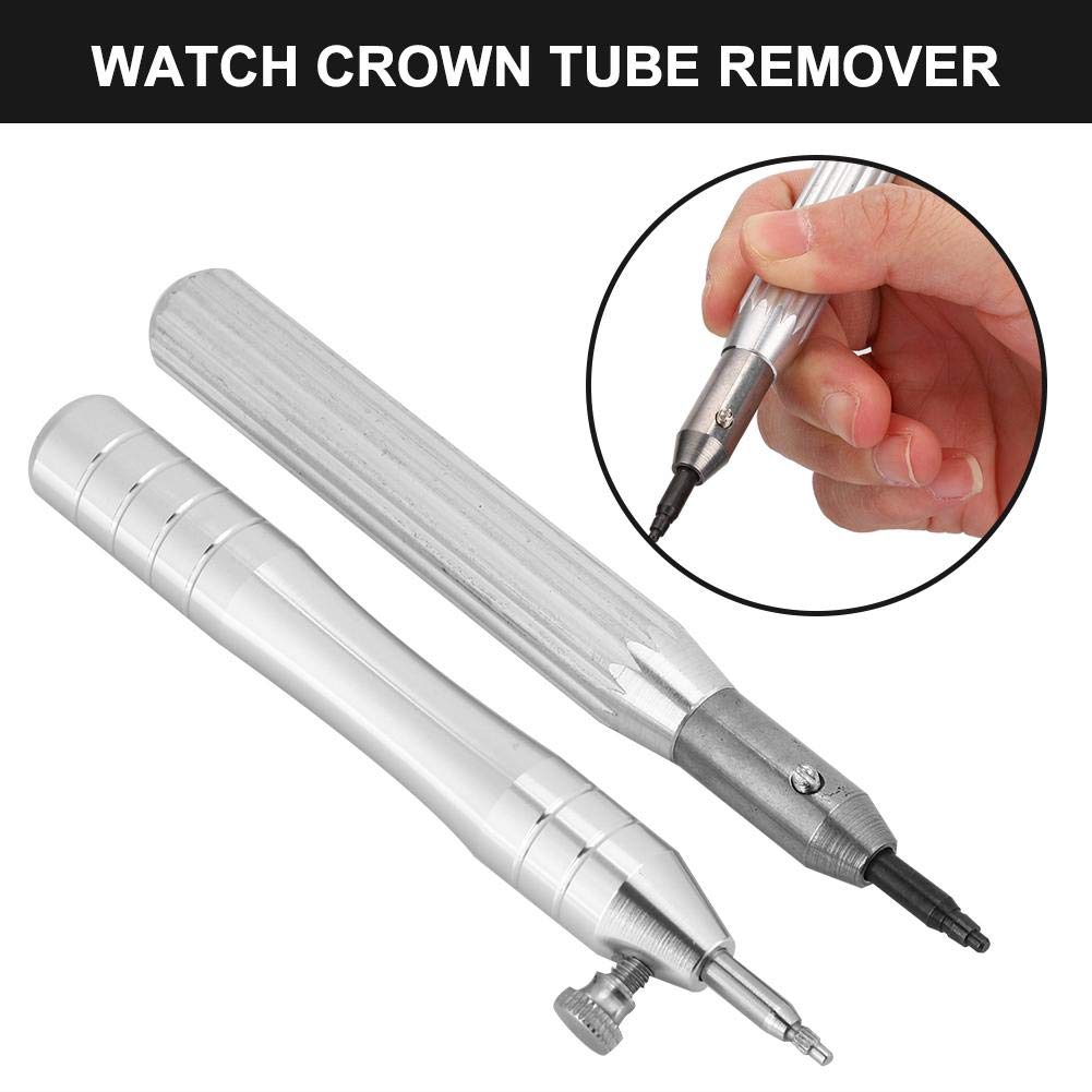 Premium Watch Crown Remover Tool Kit - 2 Pcs Stainless Steel Watch Tube Opener with Replacement Heads for Watch Repair | Compatible with Rolex, Omega & Most Watch Brands | Perfect for Watchmakers & DIY Enthusiasts