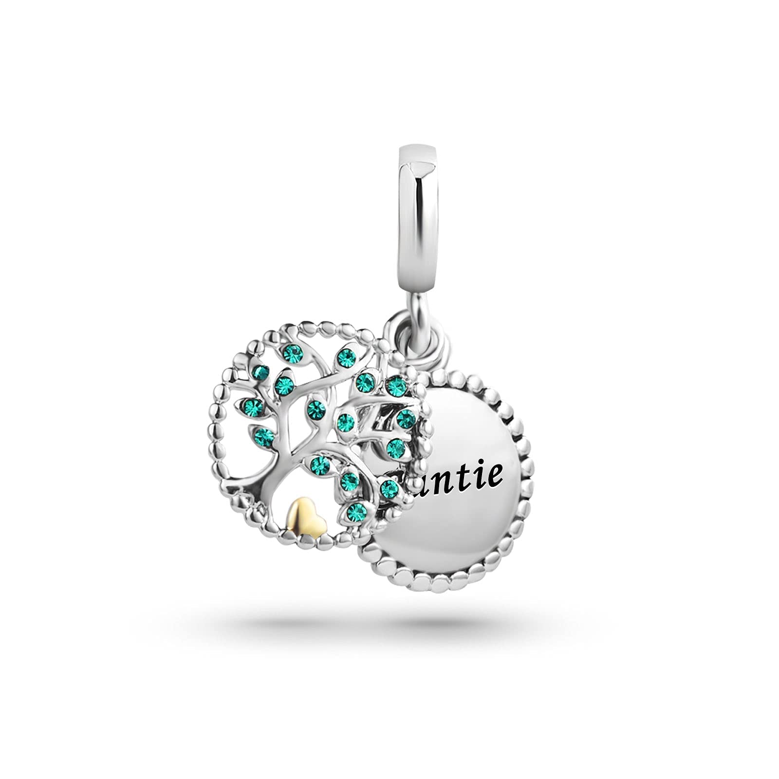 KunBead Family Tree Dangle Bead Charm - Meaningful Birthday Gift for Aunt from Niece | Perfect for Mother's Day, Christmas & Family Celebrations