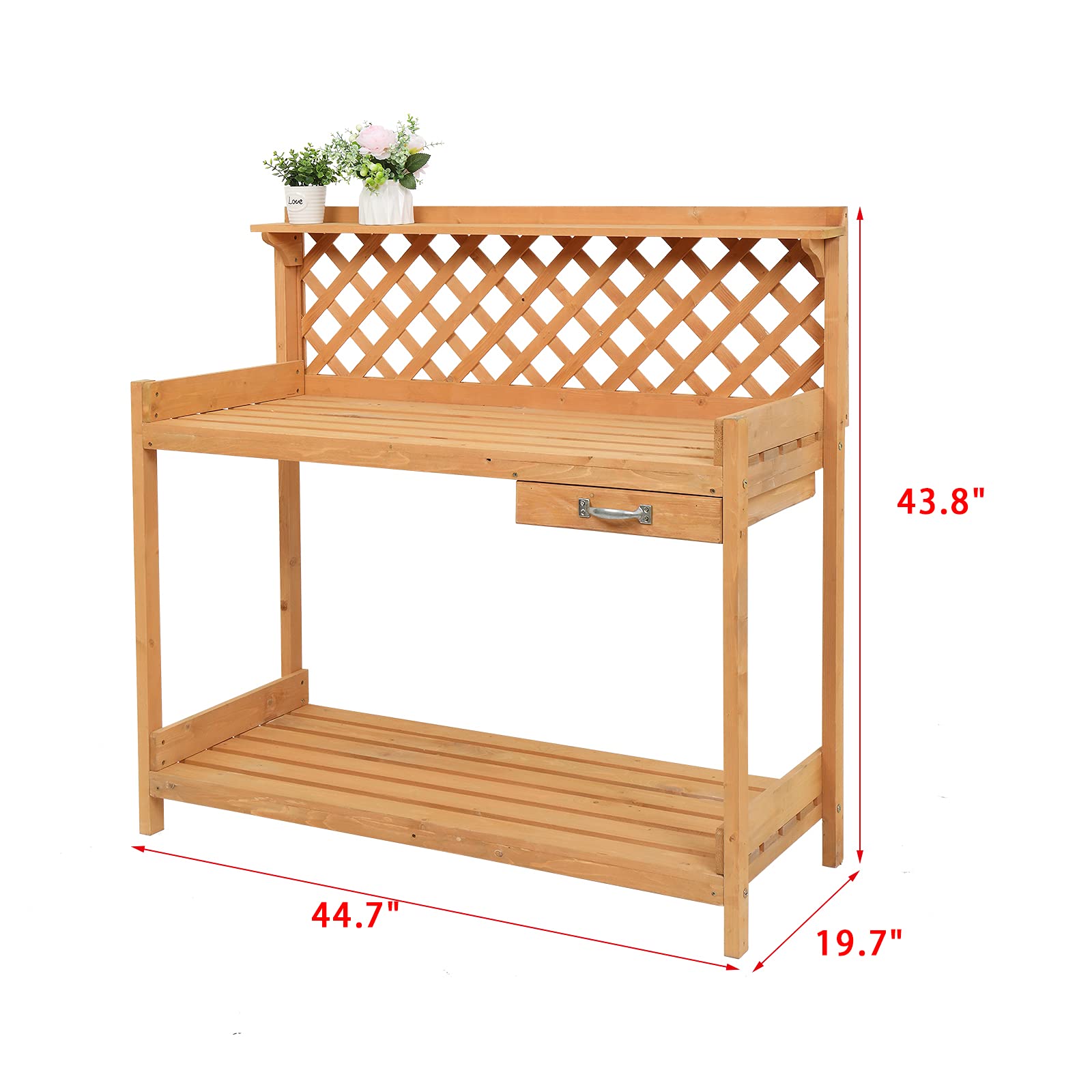 HOMVENT Wooden Potting Bench with Drawer & Shelves for Garden, Patio, Backyard - Outdoor Use