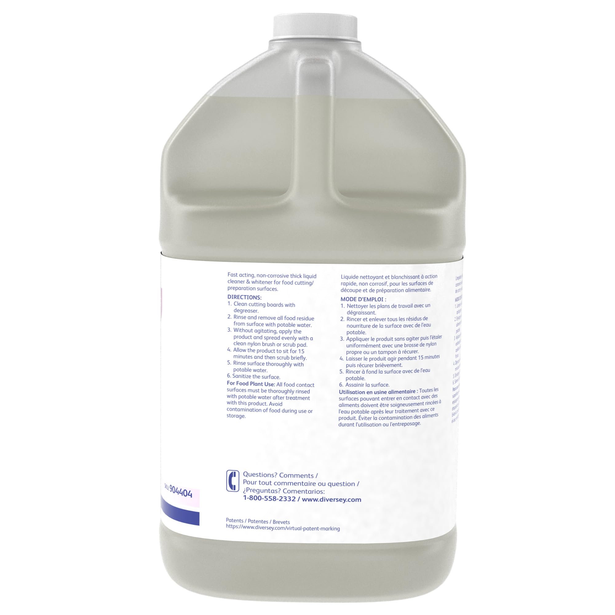 Diversey 904404 SUMA Block Whitener - Stain Remover for Cutting Boards & Chopping Blocks, Ready-to-Use 1-Gallon (4-Pack) | Professional Kitchen Cleaning Solution for Restaurants & Food Prep Areas