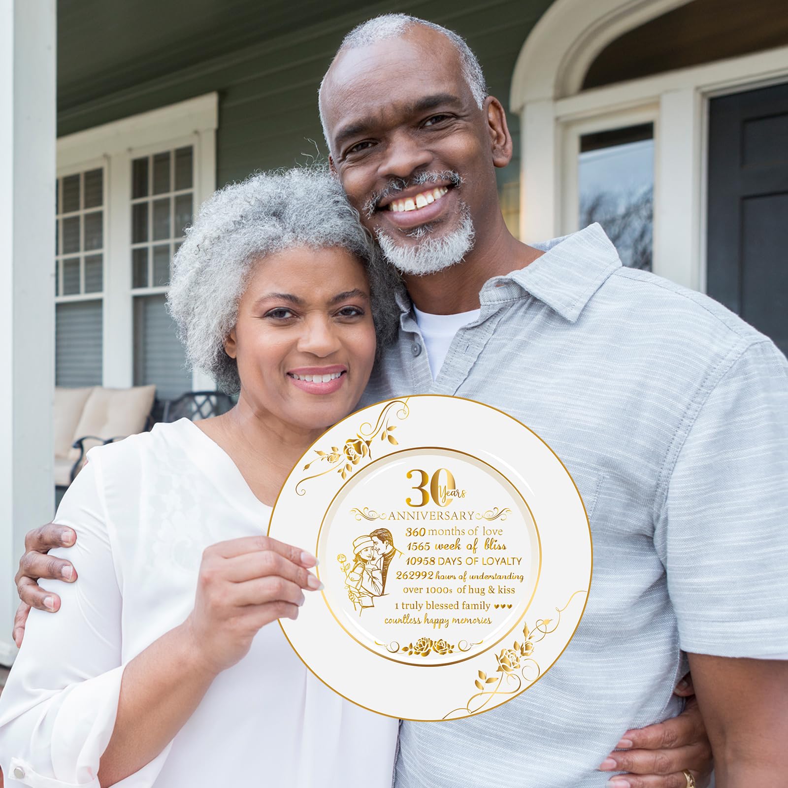 30th Anniversary Plate - Elegant Pearl Wedding Gift for Couples & Parents - 9
