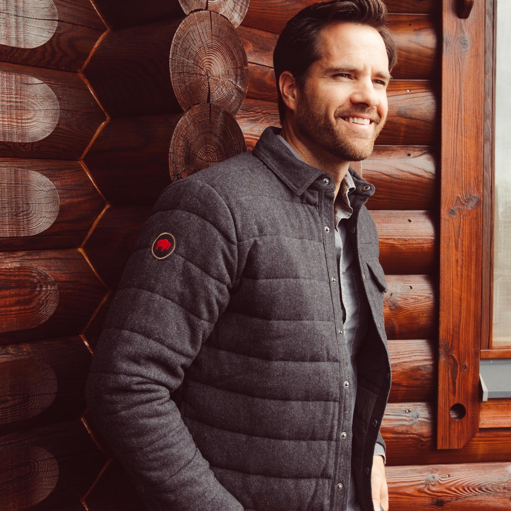 Archer Herringbone Shirt Jacket for Men - Stylish Casual Button-Up Shirt with Lightweight Comfort - Perfect for Outdoor Adventures, Date Nights & Layering in Fall/Winter