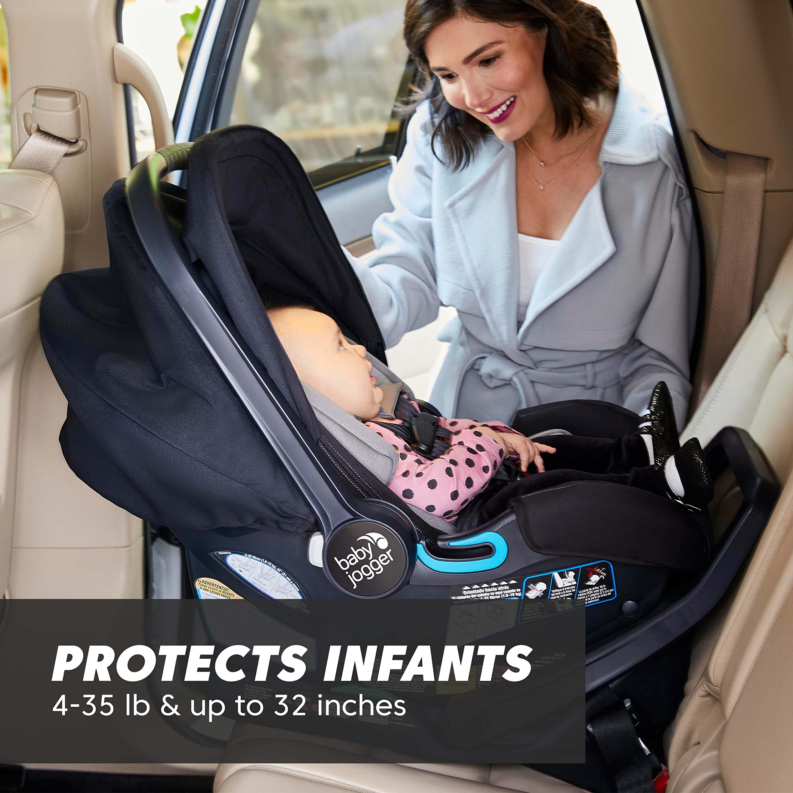 Baby Jogger City GO 2 Infant Car Seat - Lightweight & Safe for Newborns 0-35 lbs | Slate Gray | Easy Installation for Strollers & Cars | Perfect for Travel, Shopping & Daily Commutes