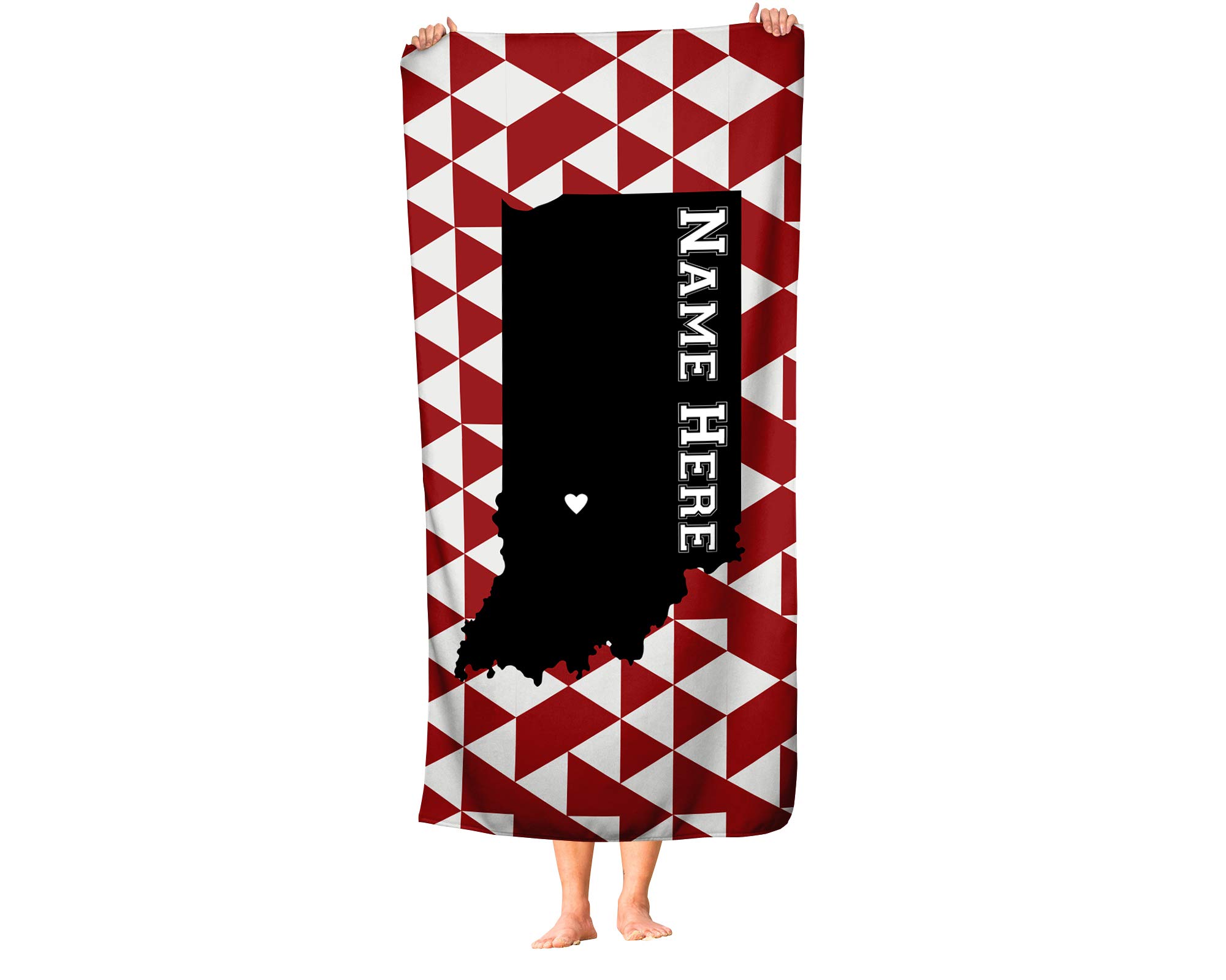 Custom Bloomington Indiana State Pride Beach & Bath Towel - Personalized Medium & Large Towels for Adults & Kids - Perfect for College Football, Basketball Games & Beach Days