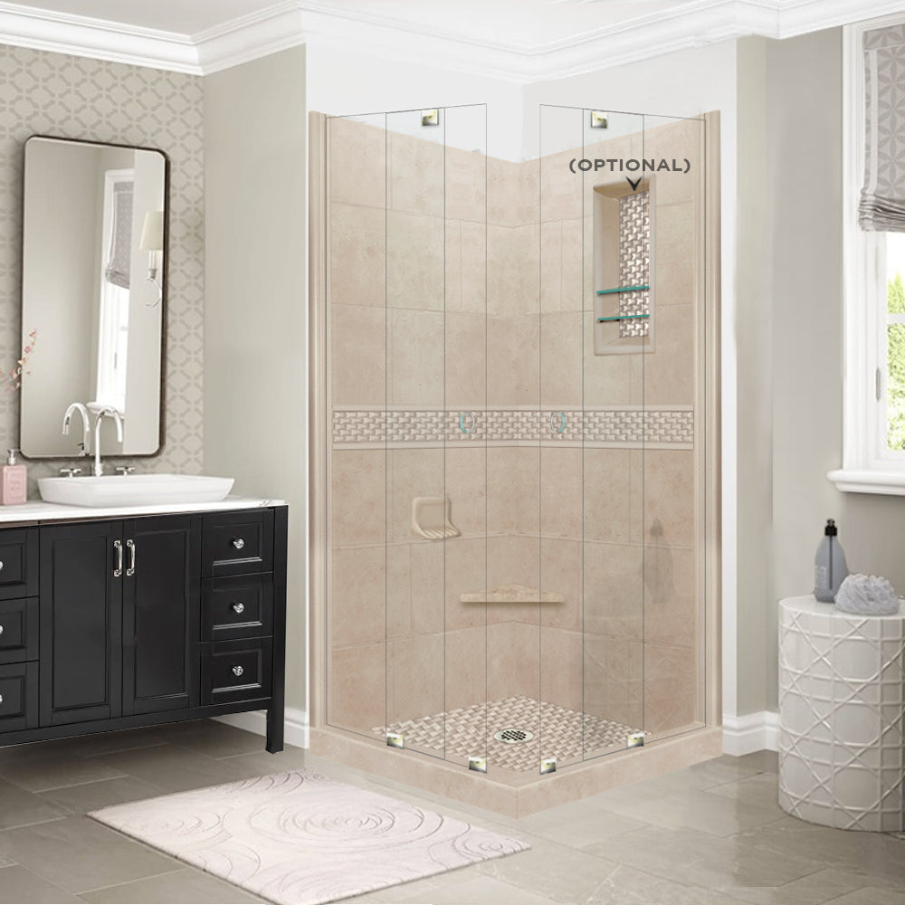 Corner Brown Sugar Sistine Stone & Jewel Stone Accent - DIY Shower Remodel Kit for Bathroom Renovation | Waterproof Decorative Tile for Shower Walls, Floors, and Backsplashes