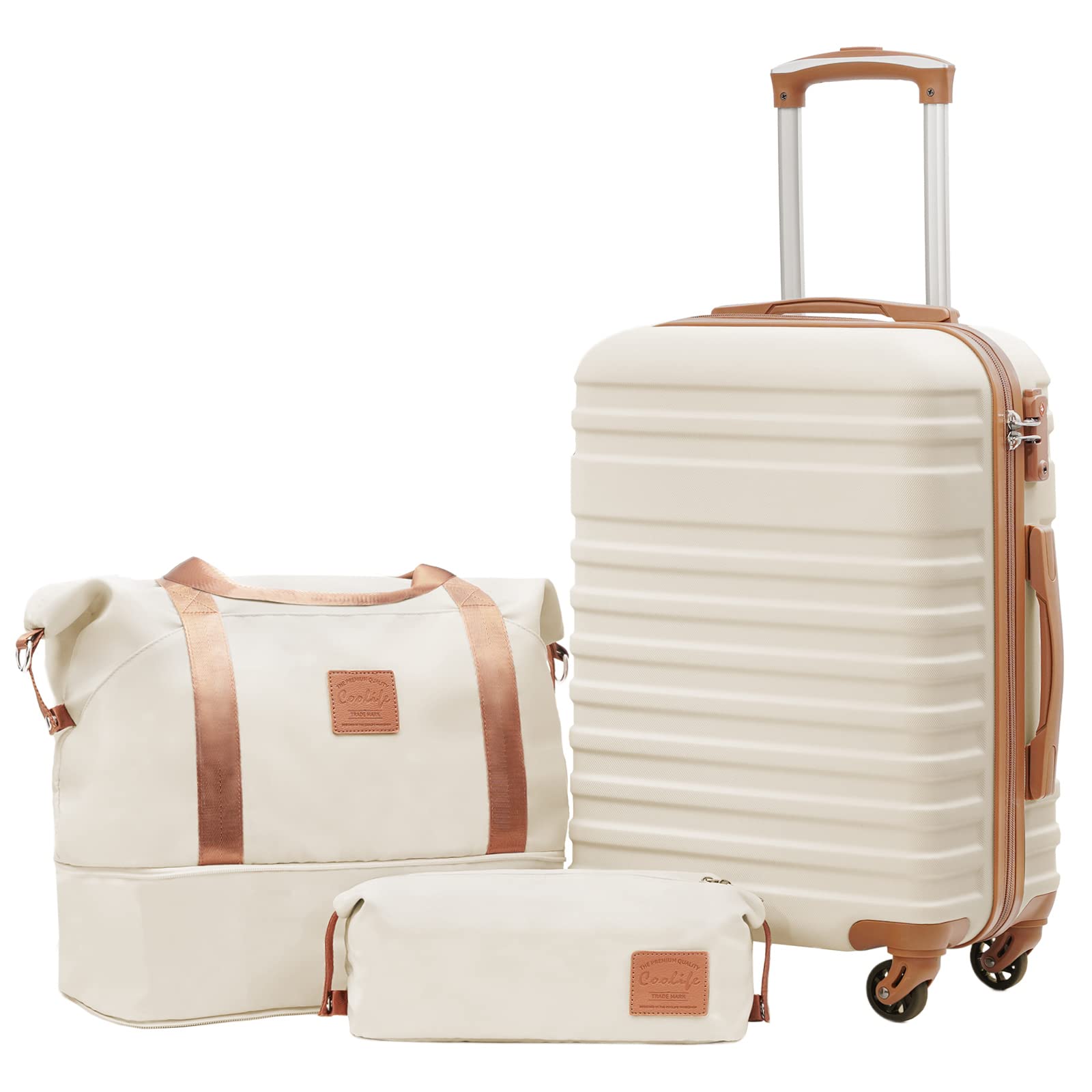 Coolife 3-Piece Hardside Luggage Set with TSA Lock & Spinner Wheels - 20
