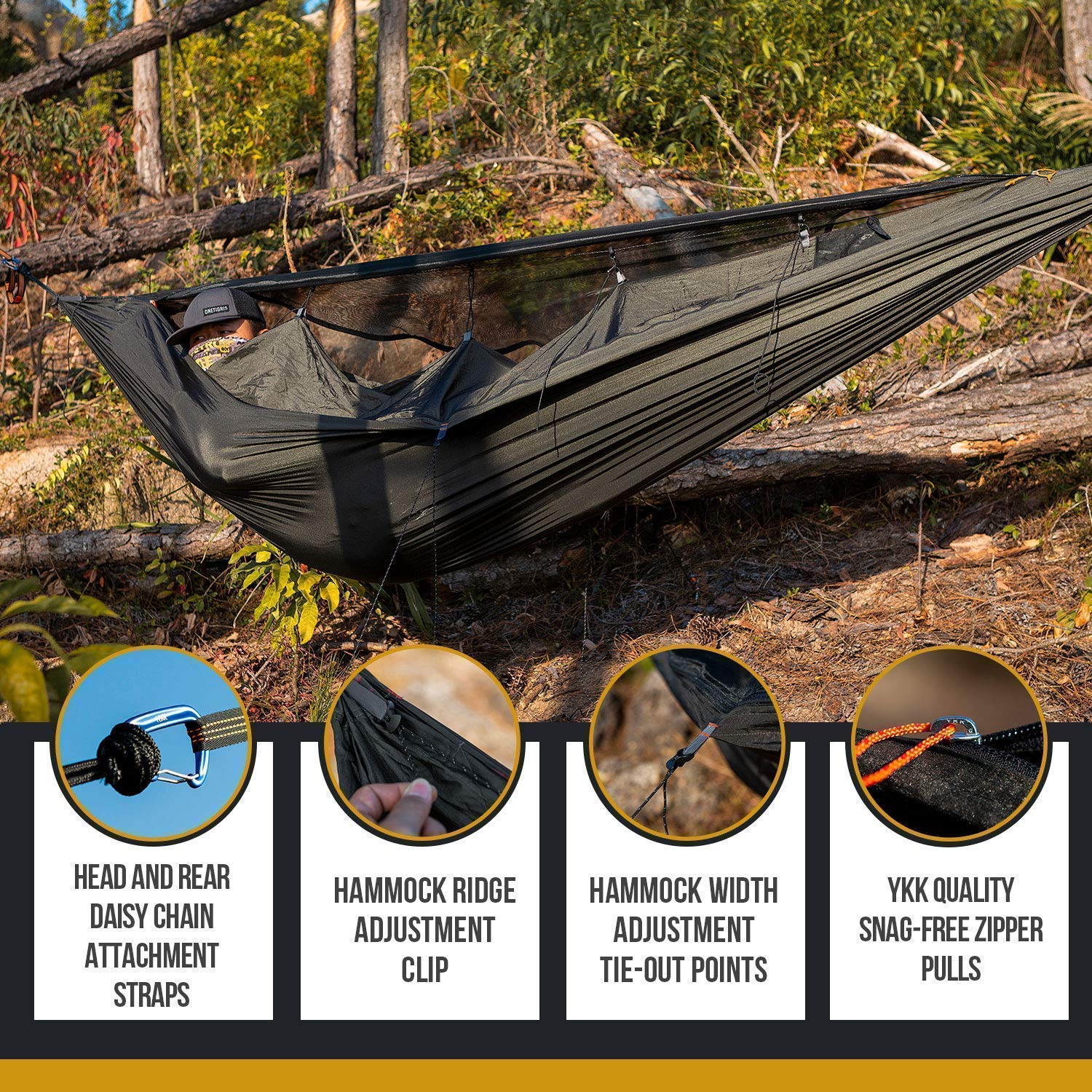 OneTigris KOMPOUND Camping Hammock with Bulwark Camping Tarp - Lightweight & Waterproof for Backpacking, Hiking, and Outdoor Adventures