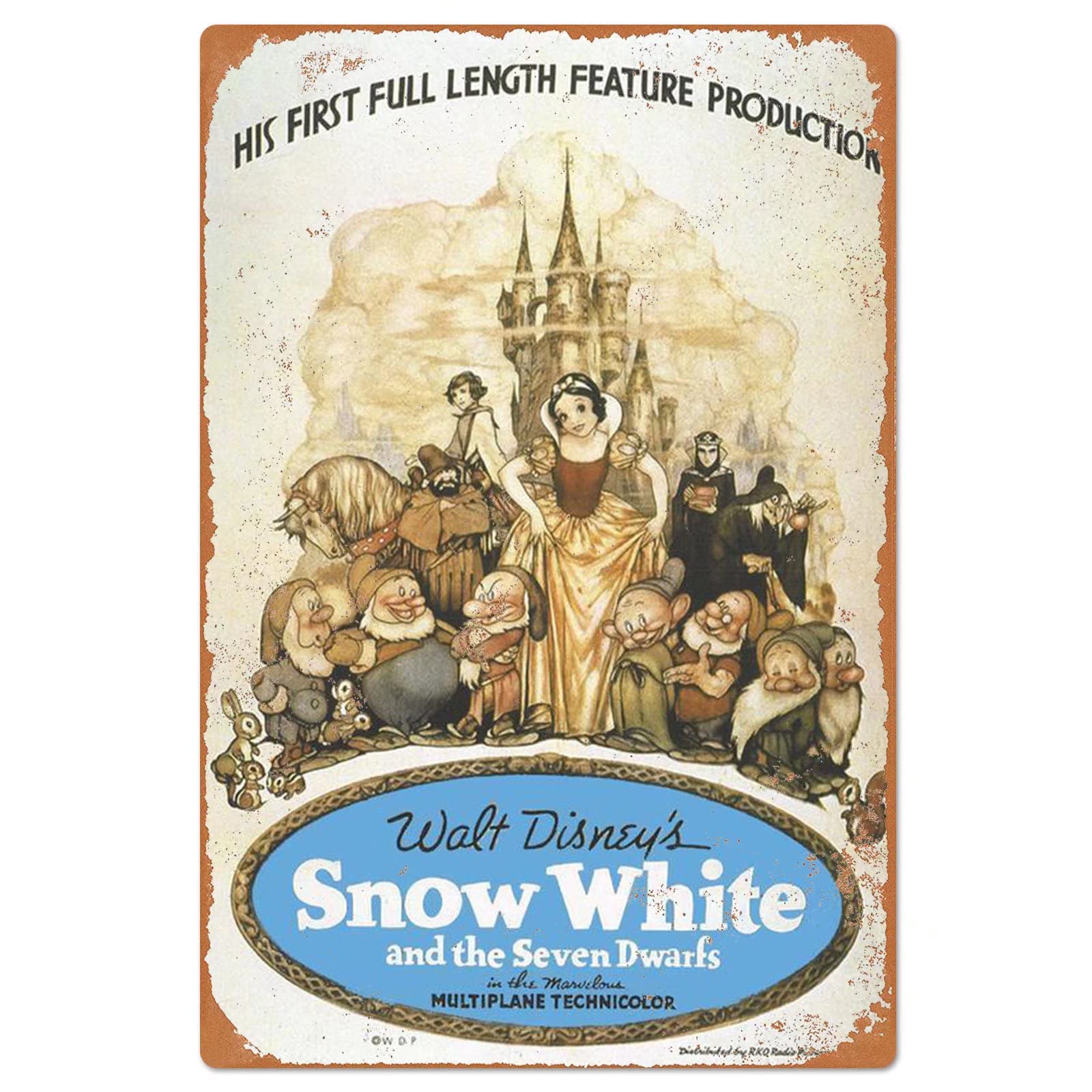 Vintage Snow White Tin Sign - 12x18 Inch Wall Decor for Home, Cafe & Bar