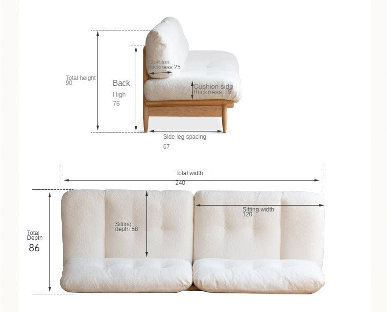Premium Oak Solid Wood Velvet Upholstered Sofa - Modern Luxury Living Room Furniture for Home & Office Comfort