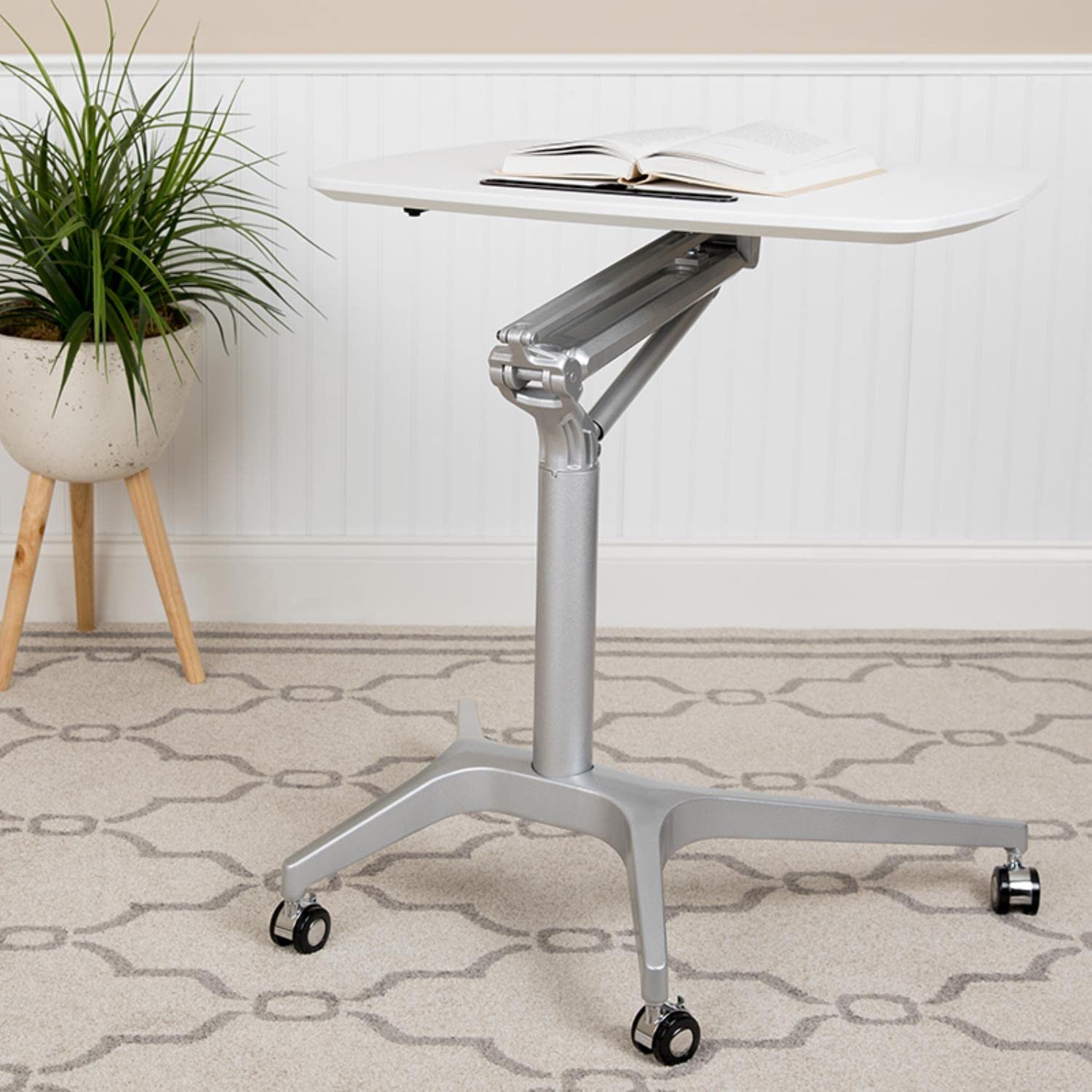Flash Furniture Gia Mobile Sit-Stand Adjustable Height Ergonomic Computer Desk - 28.25
