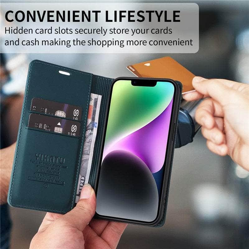 Samsung Galaxy A14 Flip Vegan Leather Case - Premium PU Leather Phone Cover with Card Slots | Slim Protective Case for Everyday Use, Travel & Business