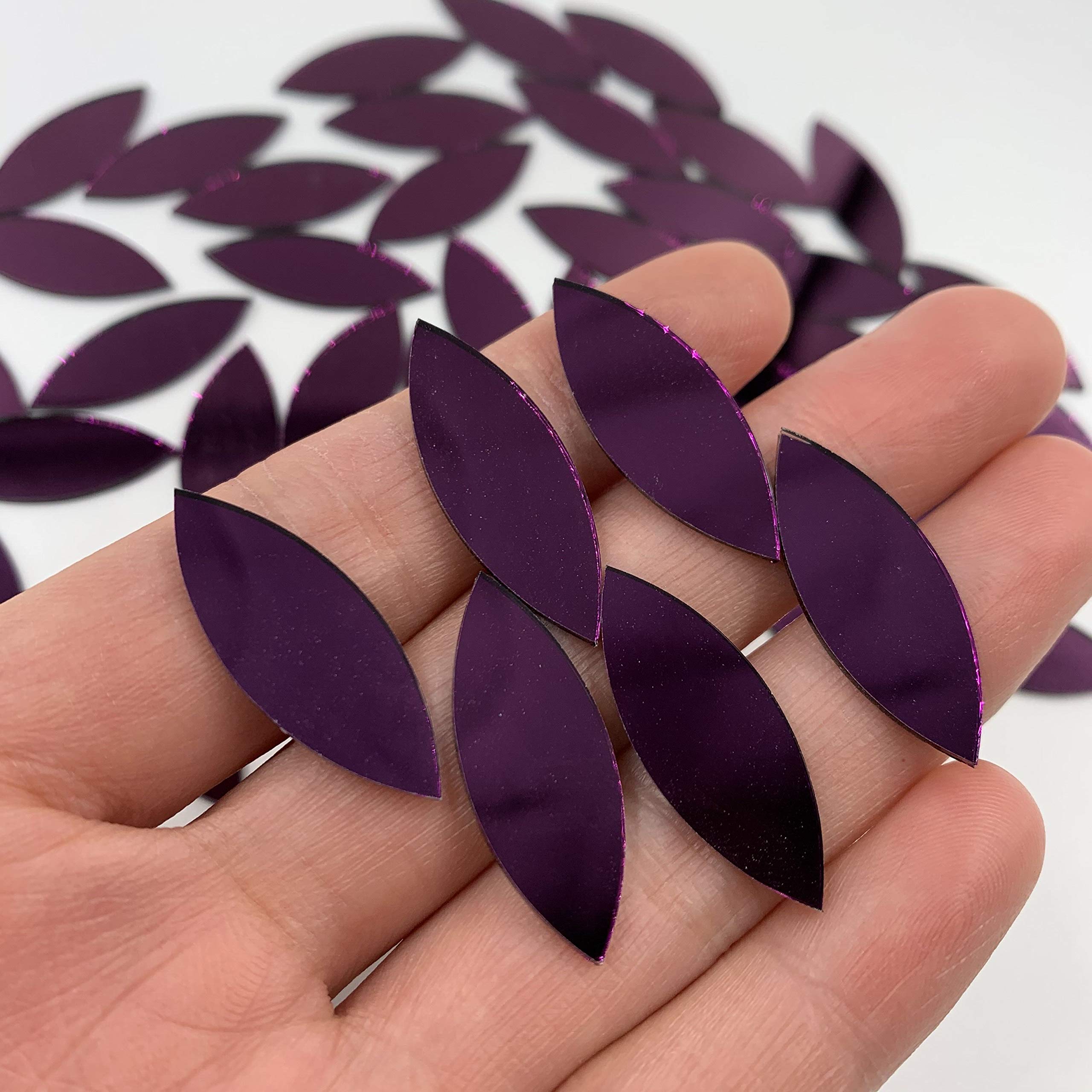 150pcs Purple Petal Shaped Mirror Mosaic Tiles for DIY Crafts, Home Decor, Wall Art, and Garden Accents | Decorative Glass Pieces for Mosaic Projects, Furniture Upcycling & Wedding Decorations