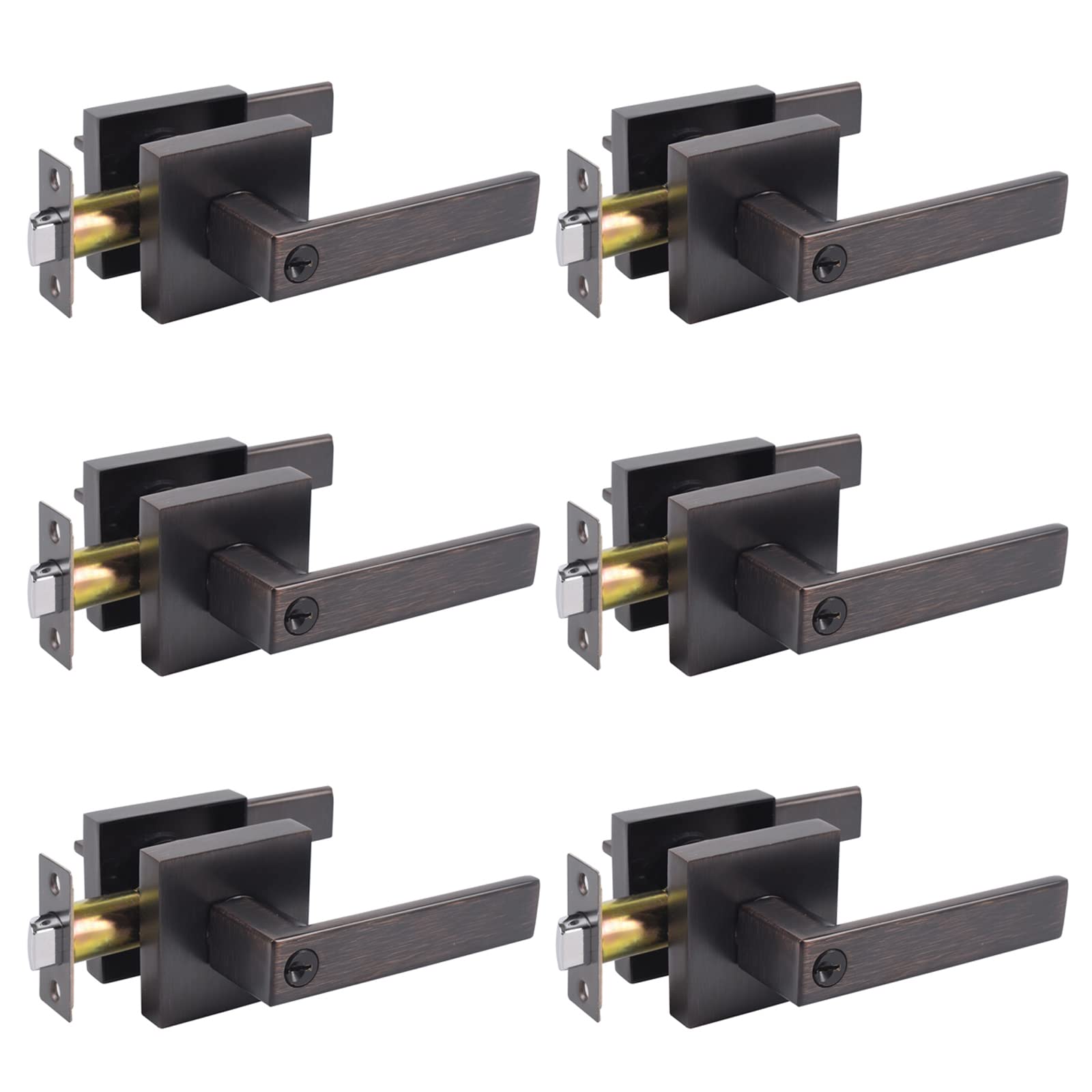 Golingda 3503-ORB-ET-6P Heavy Duty Zinc Alloy Keyed Entry Door Lever with Brushed Bronze Finish - Ideal for Home, Office & Commercial Security Doors