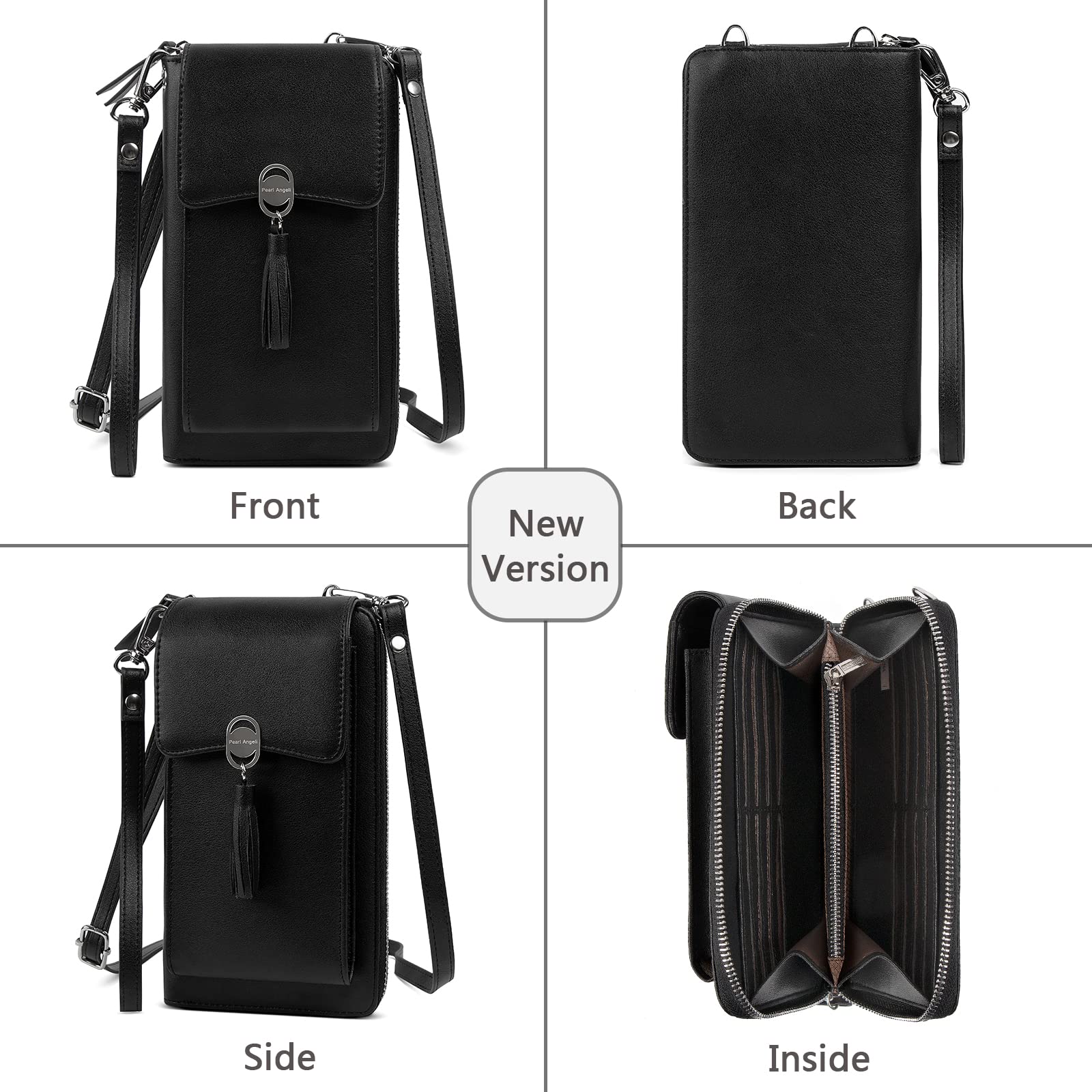 Pearl Angeli RFID Blocking Crossbody Phone Bag for Women - Small Wallet Purse with Adjustable Shoulder Strap, Holds Cellphone & Credit Cards | Perfect for Travel, Shopping & Everyday Use