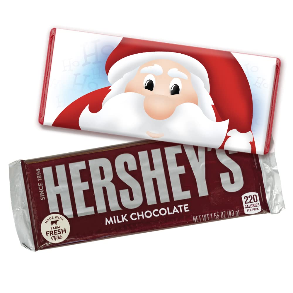 Personalized Santa Claus Themed Christmas Chocolate Bars - 36 Count Bulk Holiday Candy Favors for Parties, Stocking Stuffers & Gift Giving