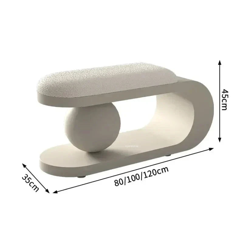 Premium Curve Shoe Changing Bench with Soft Lambswool Cushion - Comfortable Seating for Entryway, Bedroom & Dressing Room