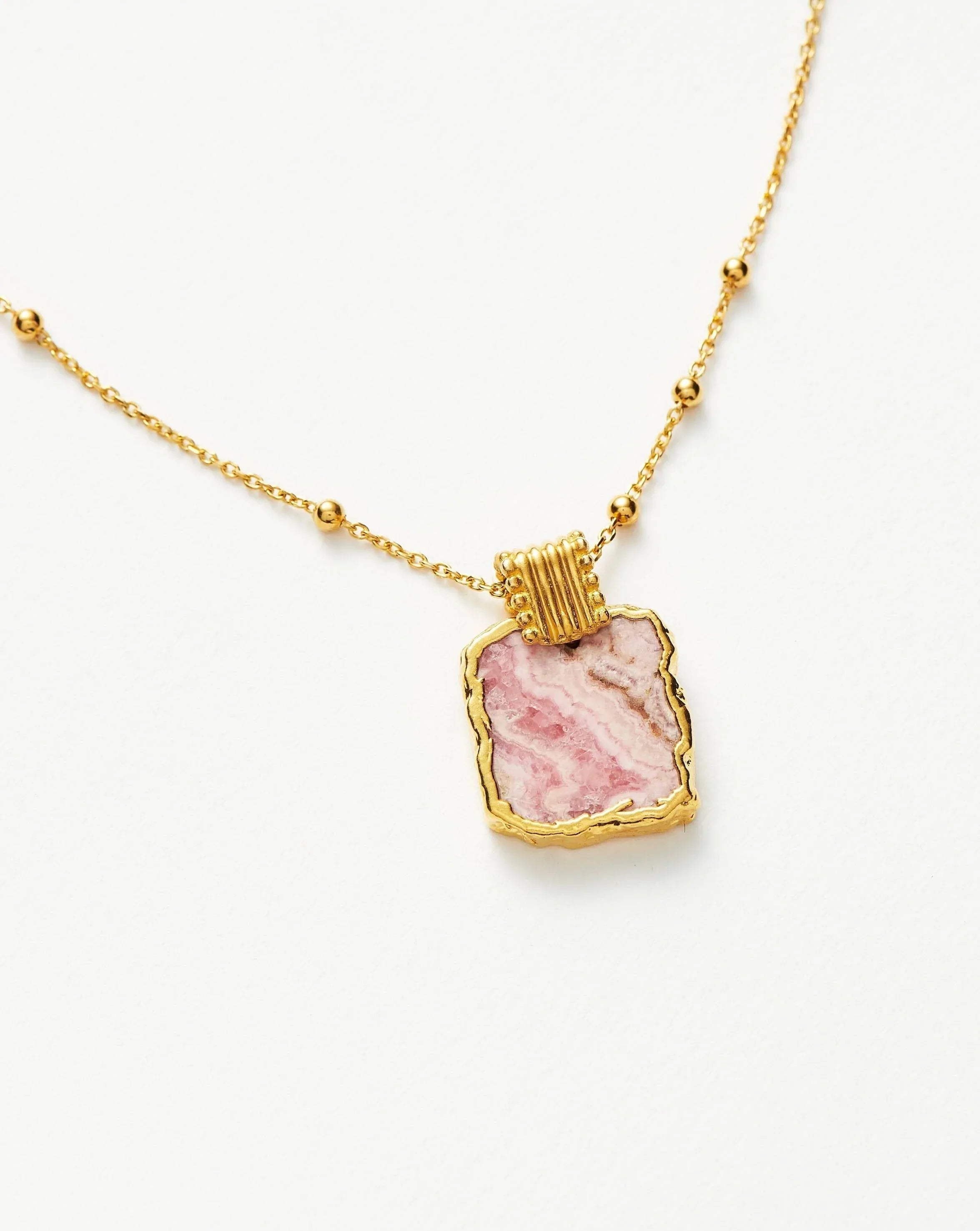 Lena Charm Necklace for Women - 18k Gold Plated Rose Quartz Pendant Jewelry | Elegant Gift for Birthday, Anniversary & Valentine's Day | Perfect for Date Night, Office Wear & Special Occasions