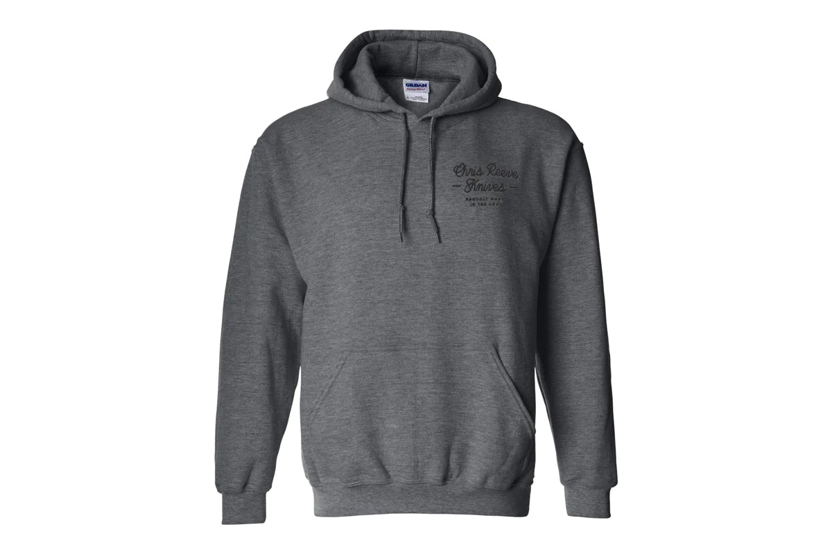 Chris Reeve CRK 1147 Who's Got a Knife? Hoodie Pullover - Dark Heather Gray, Medium Size | Premium Knife Enthusiast Apparel for Outdoor Adventures & Everyday Wear