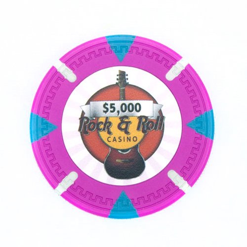 50-Piece Rock & Roll Themed 14g Clay Poker Chips Set - Casino Style Poker Chips for Home Games, Poker Nights & Casino-Themed Parties