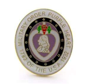 Purple Heart Military Decoration Badge - Enamel Lapel Pin for Marines Army Navy (PPM195R) - Fashion Brooch for Hats, Jackets & Bags - Patriotic Accessory for Veterans Day & Military Appreciation Events