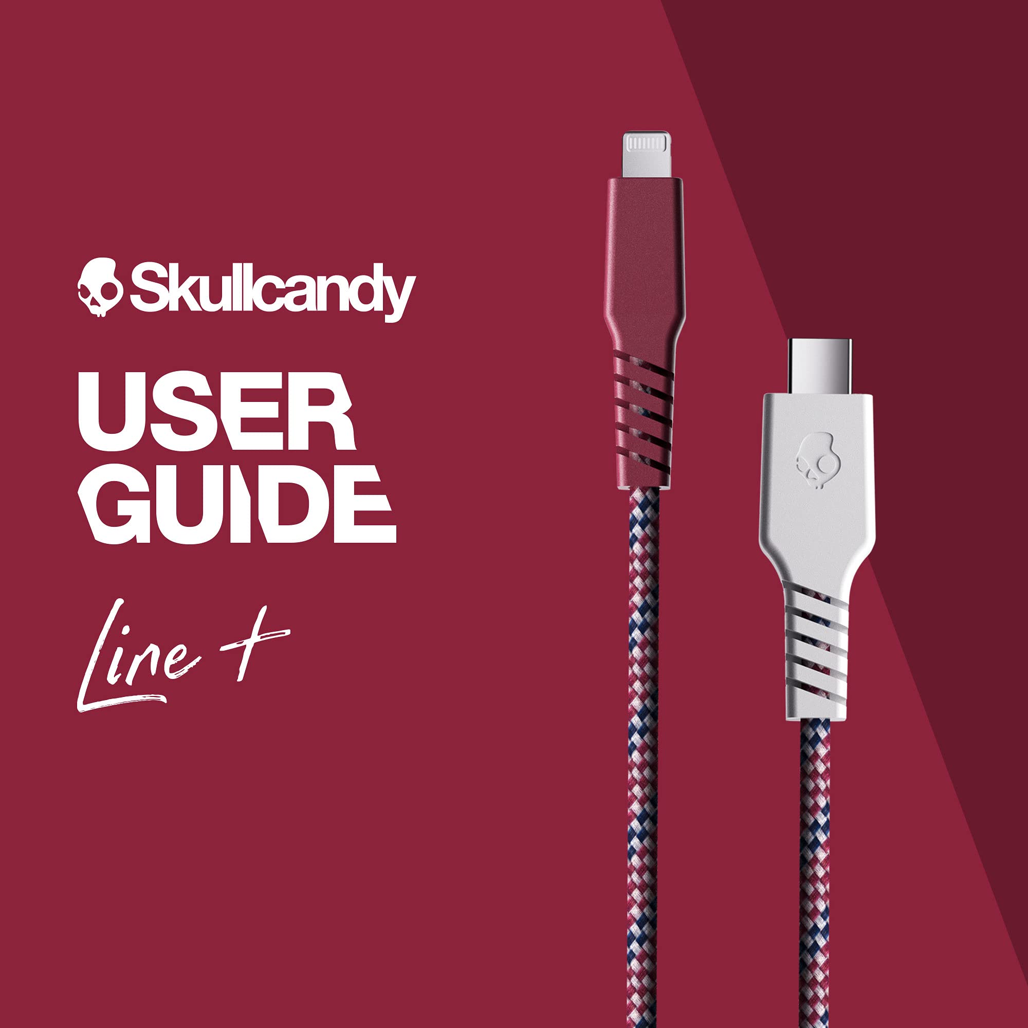 Skullcandy 6-Foot Braided USB-C to Lightning Cable - Durable Fast Charging Cord for iPhone (Vice/Crimson) | Perfect for Home, Office & Travel Charging