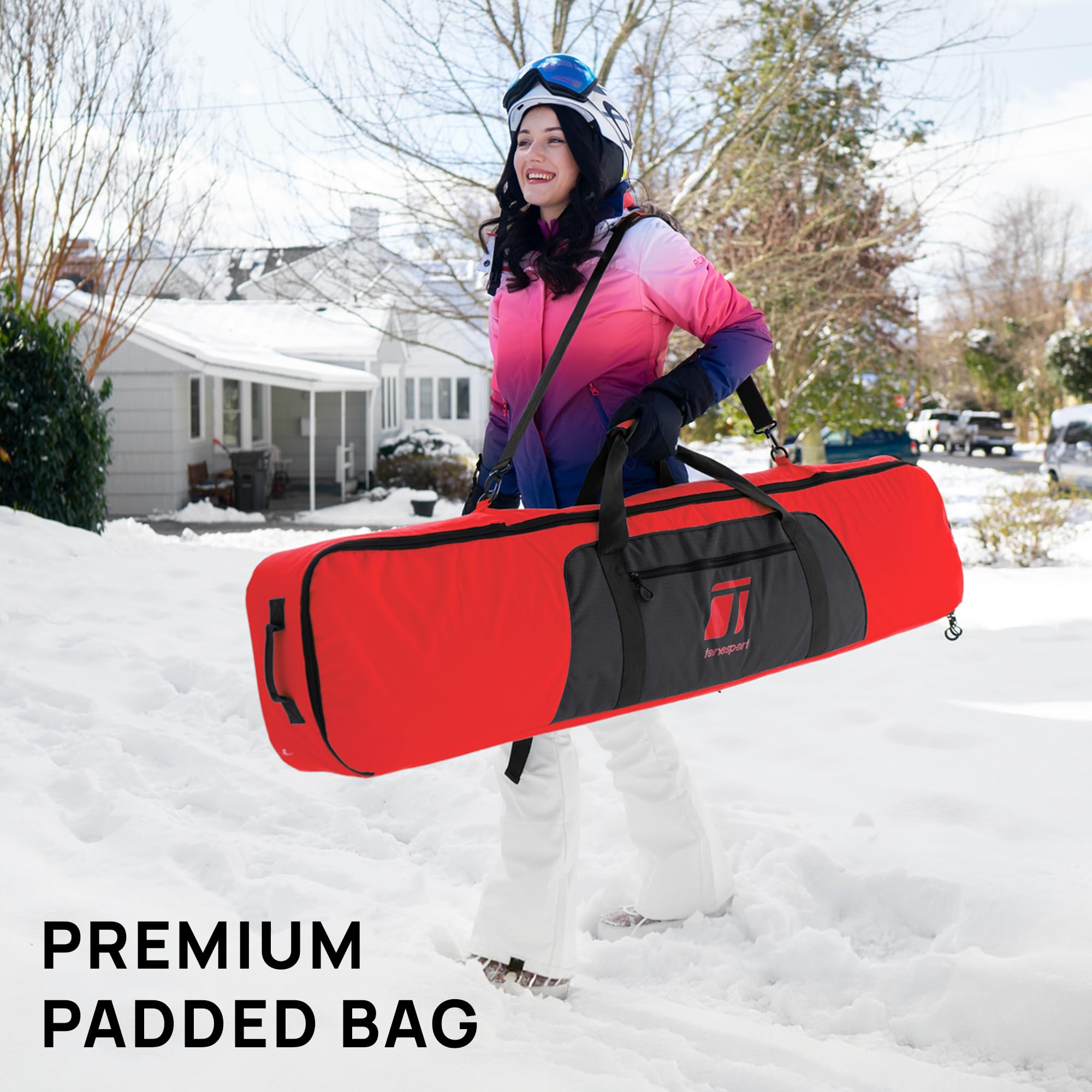 **Padded Waterproof Snowboard Travel Bag for Airplanes - Up to 165cm (65in) - Durable & Protective Snowboarding Gear for Flying - Perfect for Ski Trips & Winter Vacations**