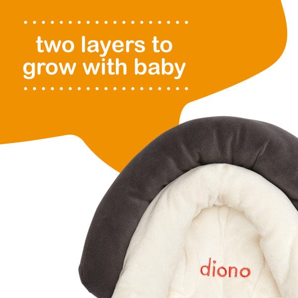 Diono 2-Pack Baby Head Support Pillows - Soft Grey & Ivory for Car Seats, Strollers & Travel - Comfortable & Safe for Newborns & Infants