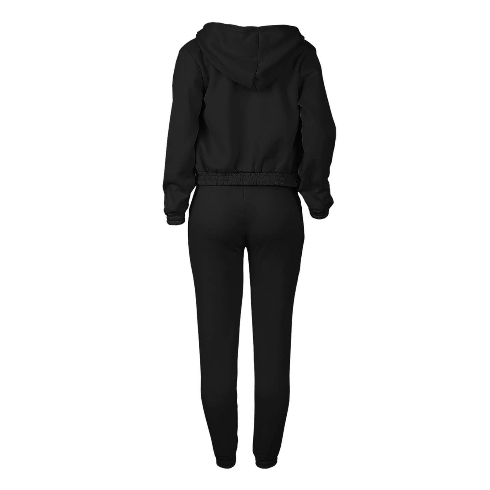 Women's 3-Piece Travel Outfits Set - Zip Hoodie, Crop Top & Jogger Sweatpants Tracksuit for Lounge & Airplane Comfort