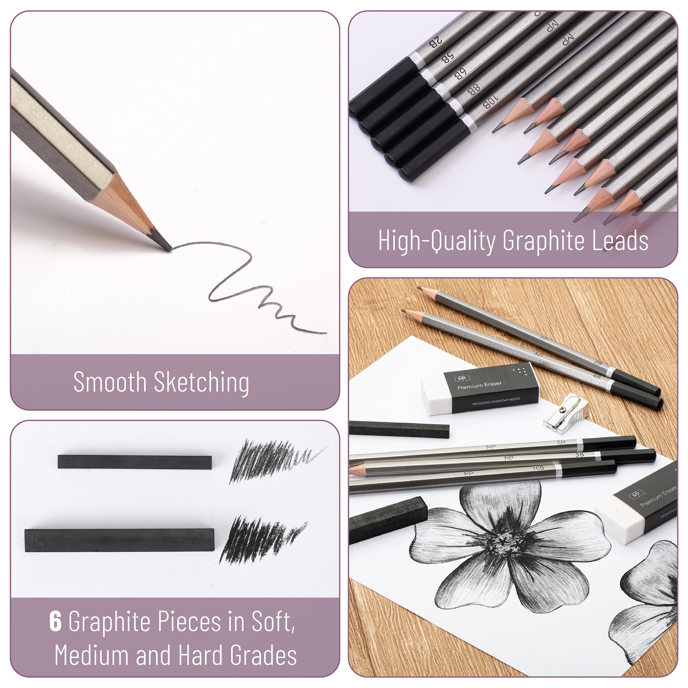Mr. Pen 25-Piece Sketching Pencils Set - Professional Graphite Drawing Pencils for Artists, Sketching & Shading | Perfect for Beginners, Art Students & Professional Illustrators | Ideal for Portraits, Landscapes & Technical Drawings