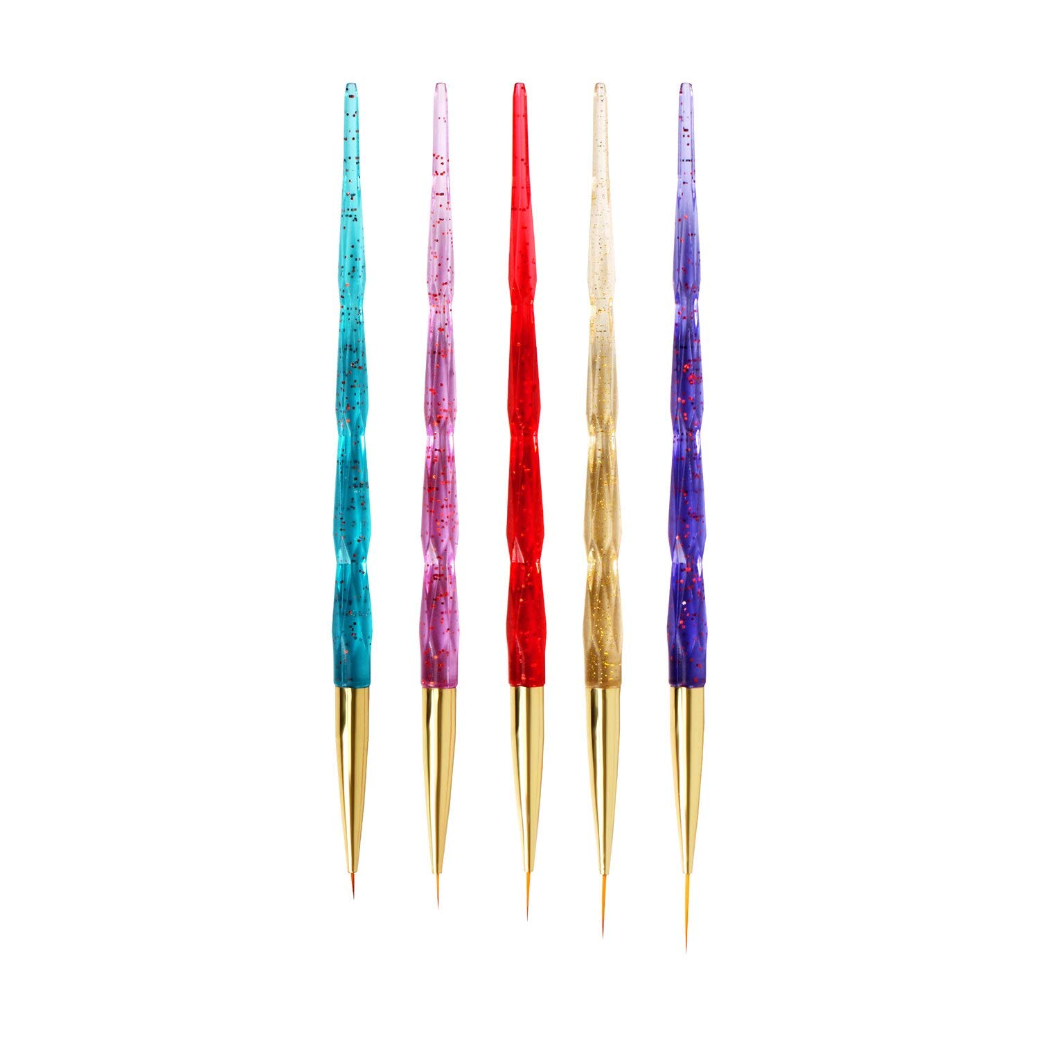 5-Piece Nail Art Brush Set - Striping Liner Brushes & Dotting Pens for Professional Nail Designs (Light Yellow) - Perfect for Salon, Home Manicures & DIY Nail Art