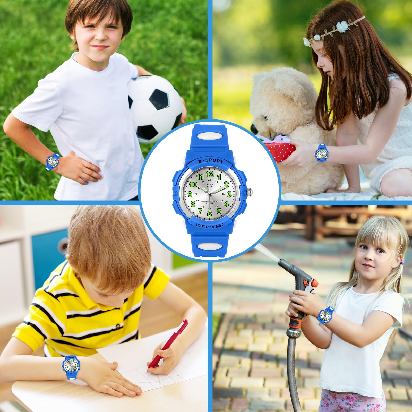 CKV Kids Analog Watch for Boys & Girls Ages 5-12 - Waterproof Sports Watch with Easy-to-Read Dial & Soft Comfort Band - Perfect for School, Outdoor Play & Swimming Activities