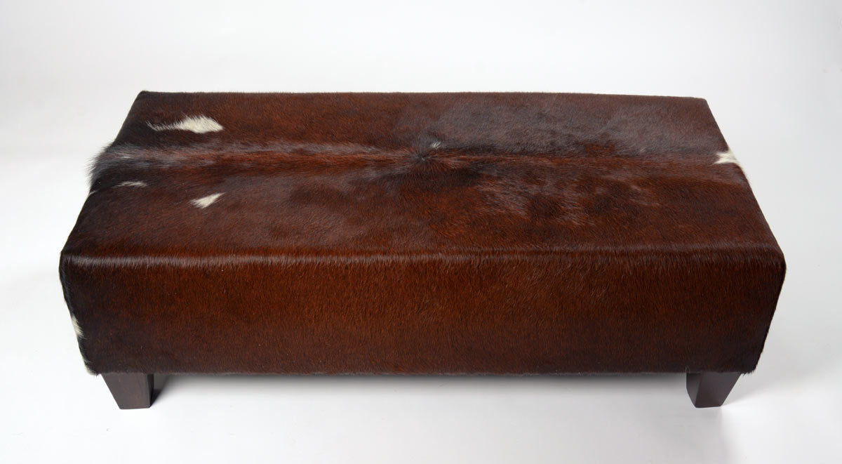 Premium Cowhide Ottoman with Solid Wood Legs - 47