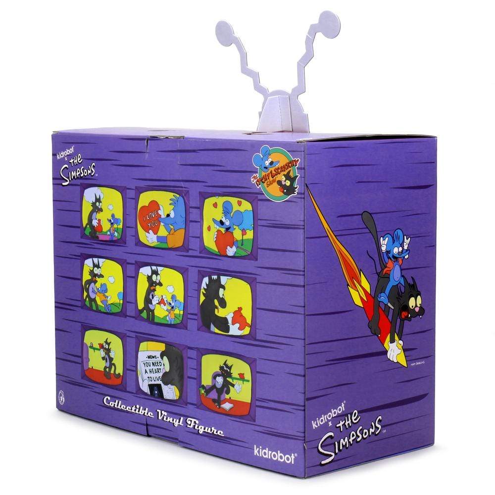 The Simpsons x Kidrobot Itchy & Scratchy Flocked Medium Figure Set - IamRetro Exclusive - Perfect for Collectors, Home Decor, and Pop Culture Enthusiasts