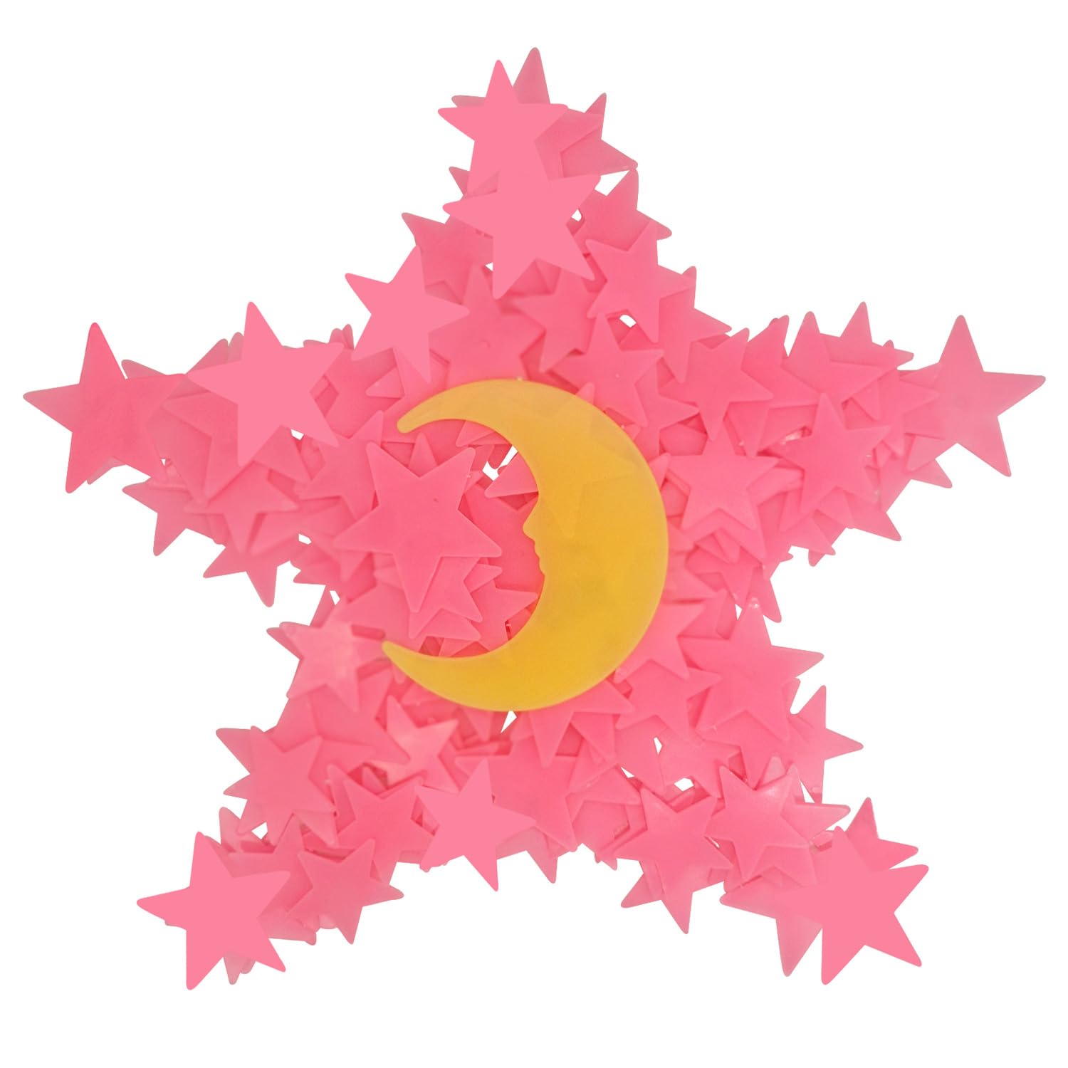 150pcs Glow in The Dark Stars for Ceiling & Wall Decor - Super Bright Pink Removable Stickers, Perfect for Kids' Bedroom & Nursery Room Murals - Fun Nighttime Decorations for Girls' Room, Birthday Parties & Sleepovers