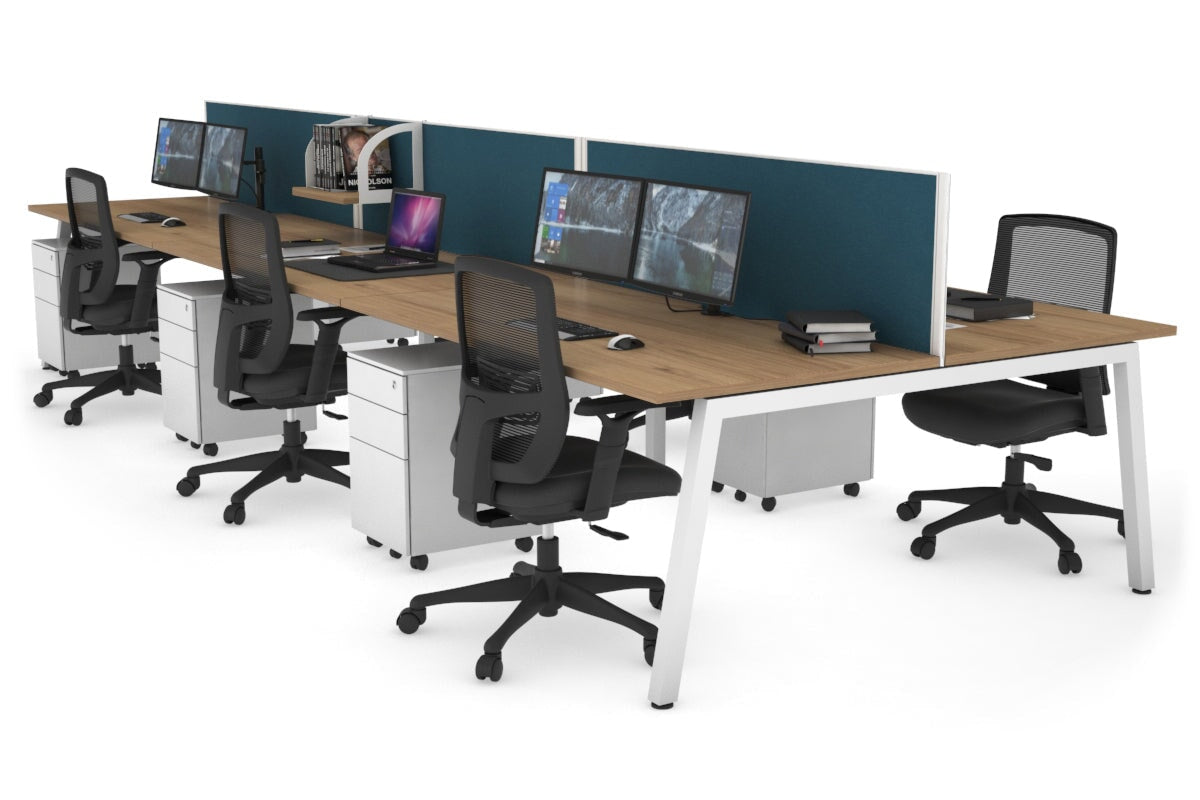 Quadro 6-Person Office Workstation Desk - 1400L x 800W with Cable Management - Perfect for Team Collaboration & Open Office Spaces