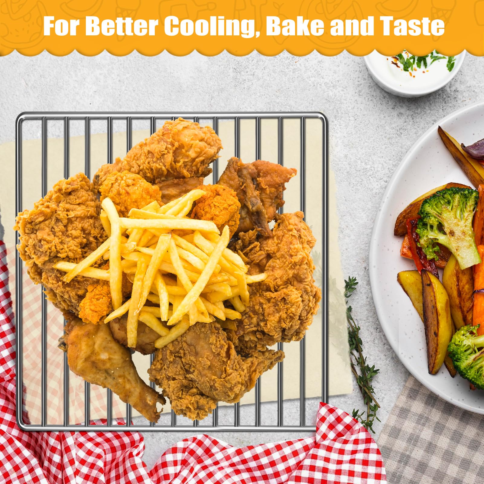 Stainless Steel Air Fryer Rack for Ninja Foodi 10-in-1 SP101 Digital Air Fryer Oven | 13.4''x13.4'' Roasting, Steaming & Baking Tray | Dishwasher Safe Accessories | Perfect for Grilling, Roasting & Meal Prep