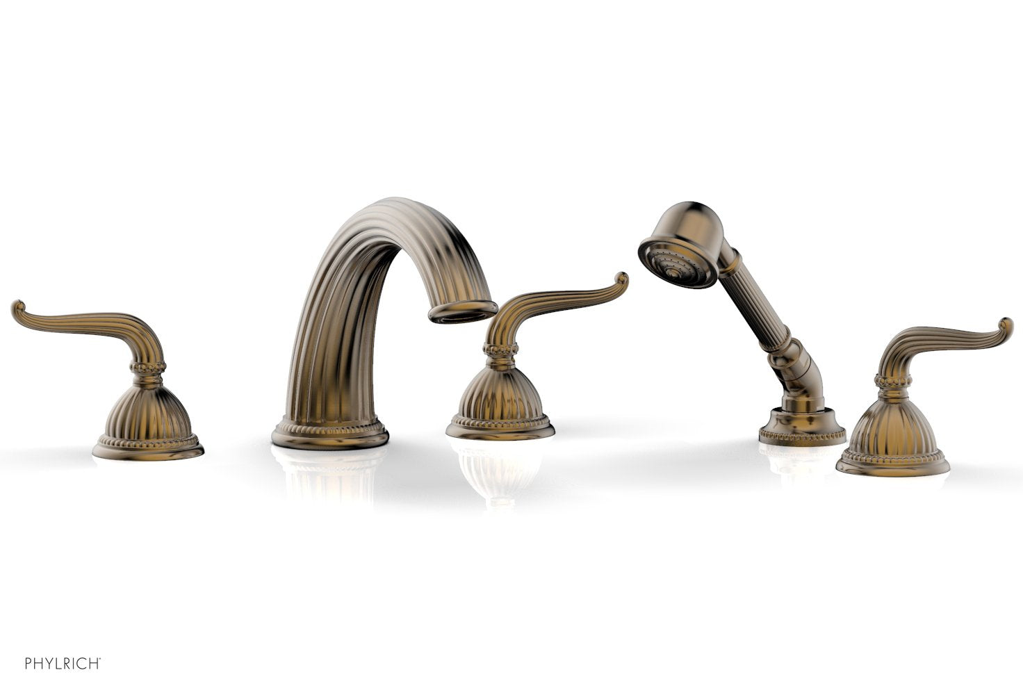 GEORGIAN & BARCELONA Deck Mounted Bathtub Faucet Set with Hand Shower and Lever Handles K2141P1 - Perfect for Modern Bathroom Renovations and Spa-Like Showower Experience
