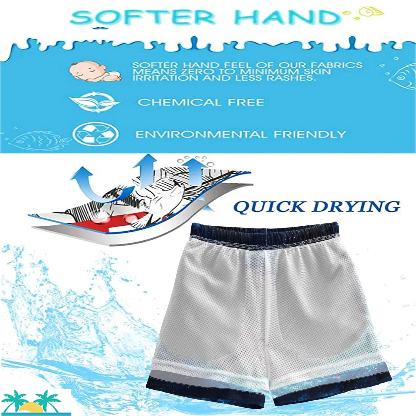Blue Spiral Galaxy Swim Trunks for Toddler Boys - Beach & Pool Swimwear