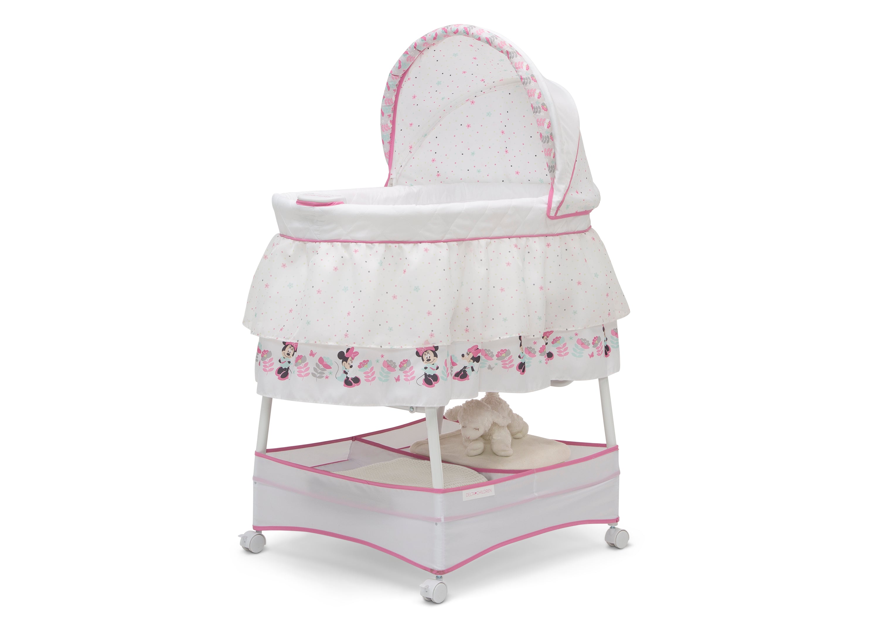 Minnie Boutique Gliding Bassinet for Babies - Portable Crib with Smooth Rocking Motion for Nursery, Bedroom & Travel | Perfect for Newborns & Infants
