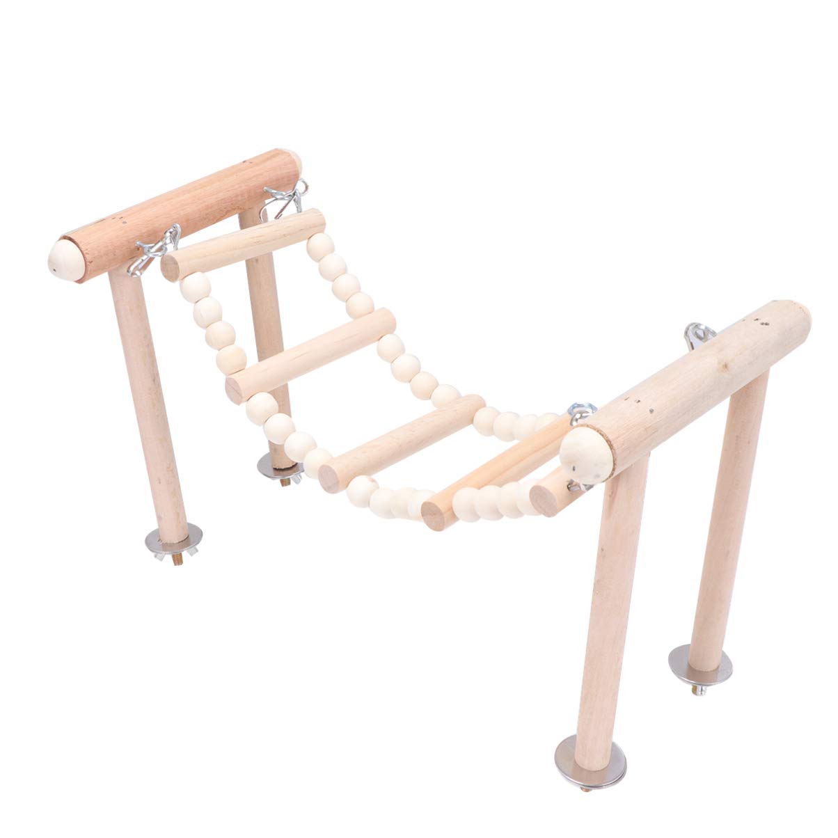 POPETPOP Wooden Bird Toys Set - Chewable Climbing Ladder, Swing & Standing Rack for Parrots, Budgies & Pet Birds | Durable Cage Accessories for Play & Exercise | Perfect for Small Birds' Mental Stimulation & Physical Activity