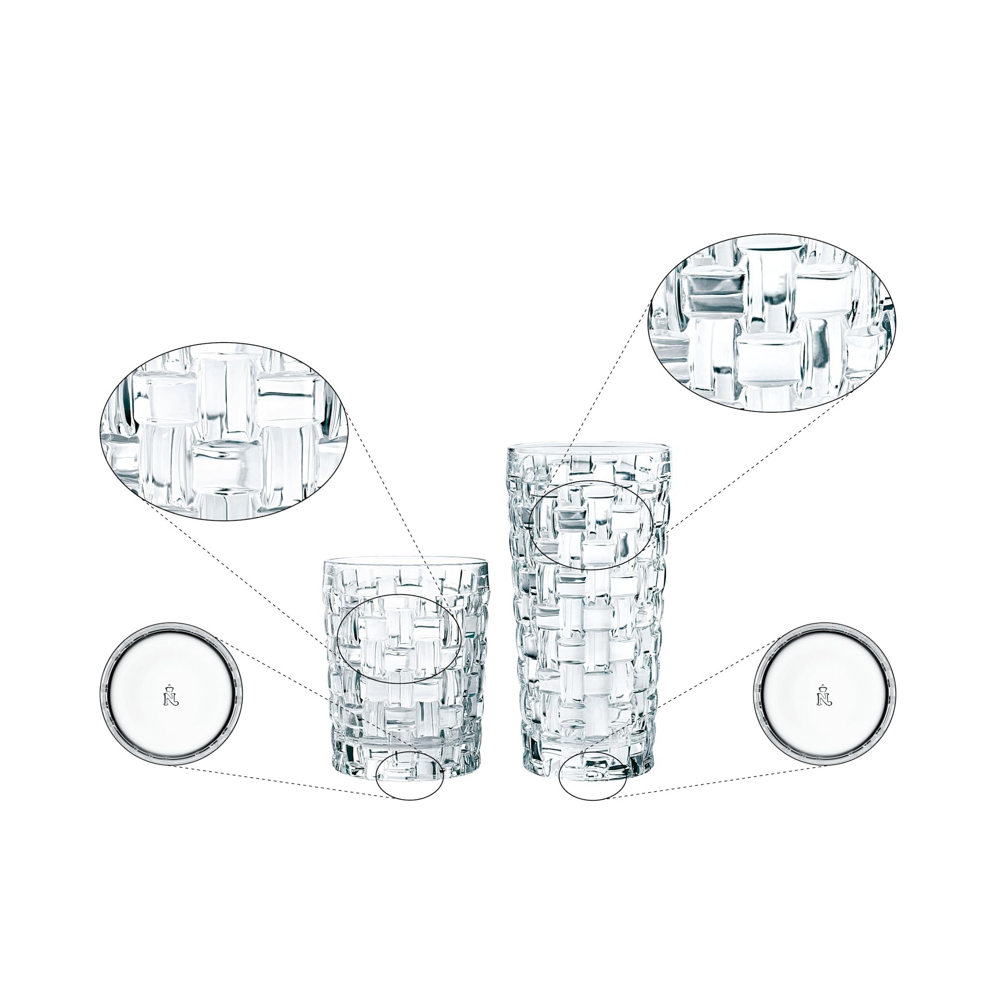 Nachtmann Spiegelau Bossa Nova 12-Piece Crystal Glass Set - Highball & Lowball Glasses with Elegant Basketweave Design | Dishwasher Safe Barware for Cocktails, Whiskey & Entertaining | Perfect for Home Bars, Restaurants & Dinner Parties