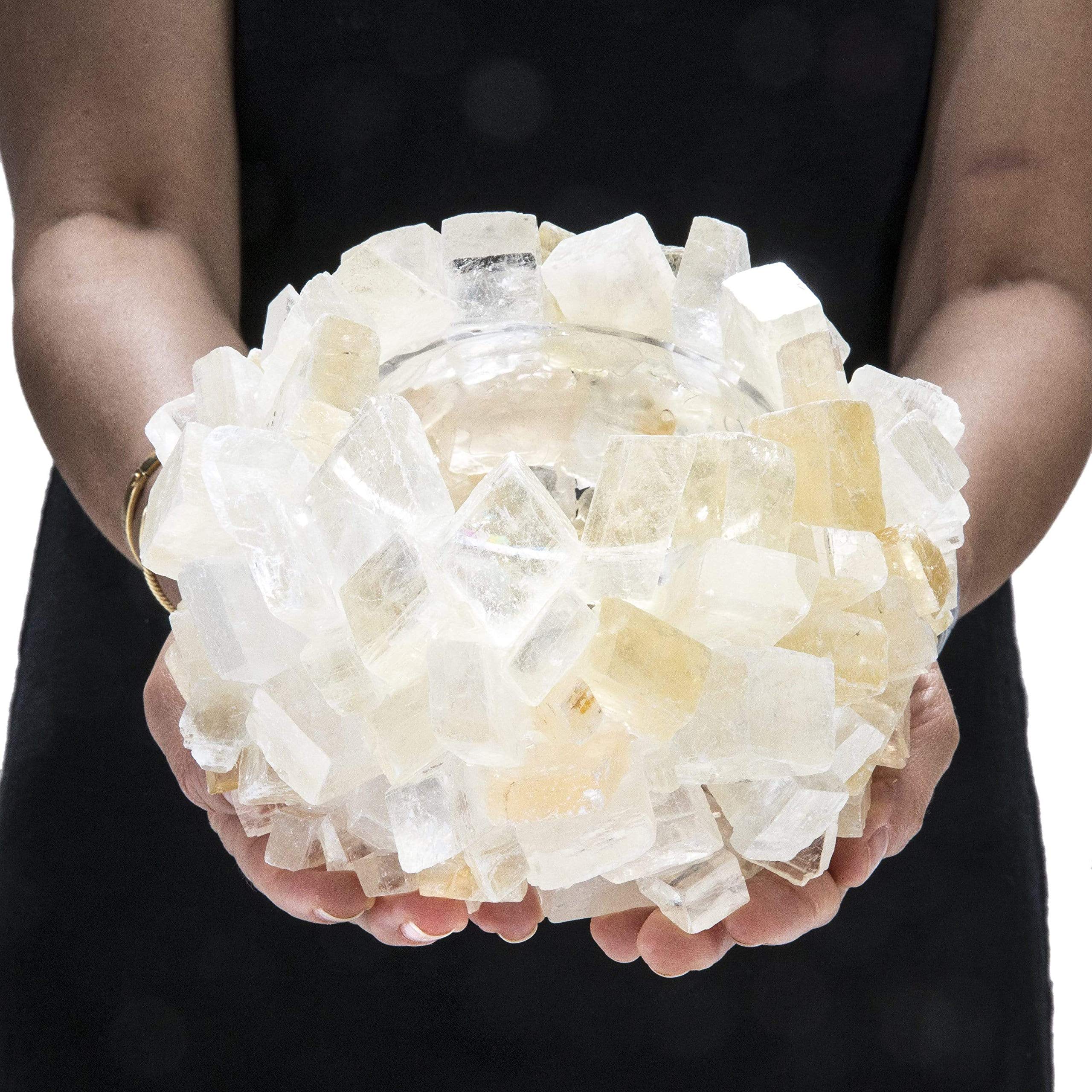 Natural Orange Calcite Cluster Crystal Vase - Handmade Healing Geode Decor for Home, Office & Meditation | High Energy Elestial Crystal for Positive Vibes & Spiritual Healing