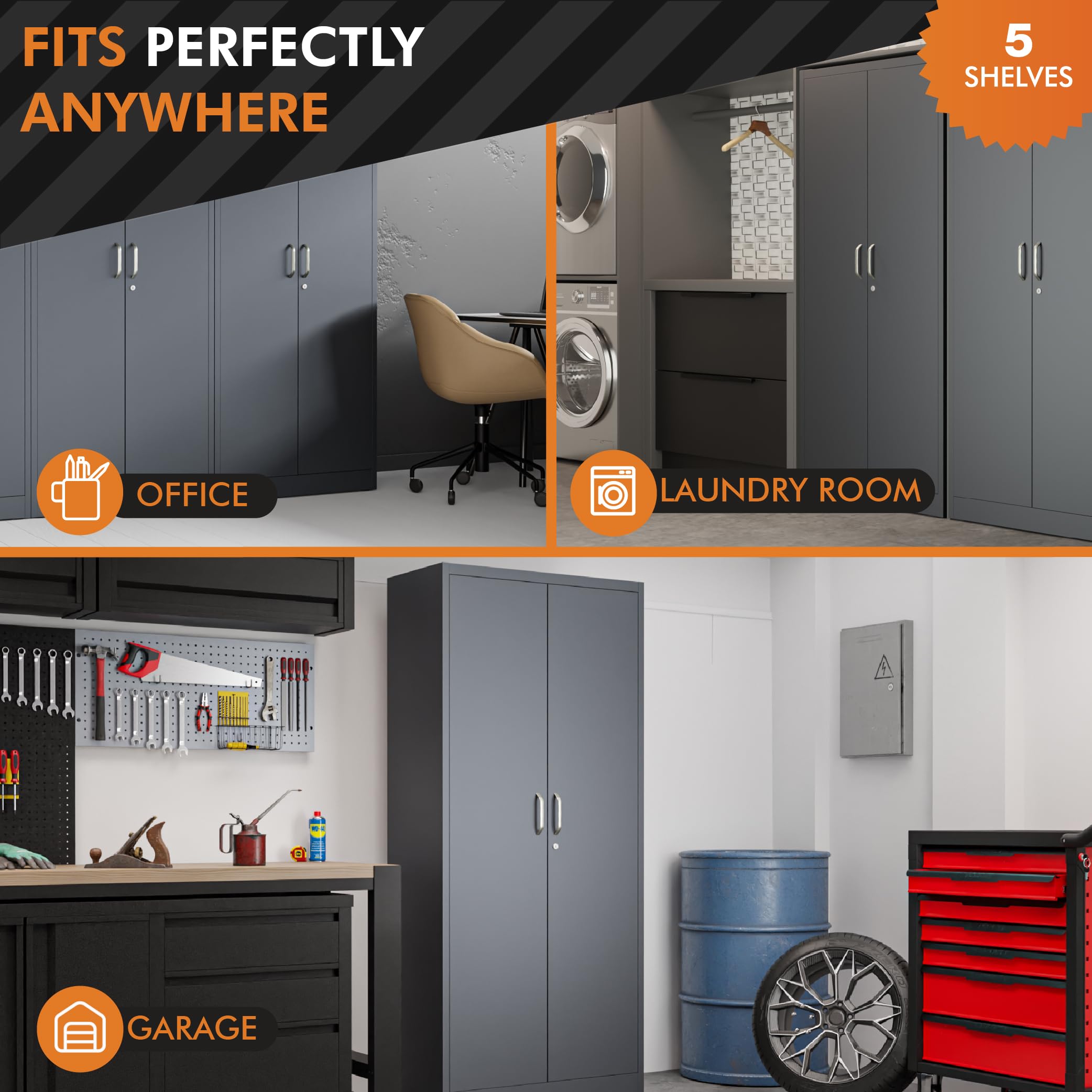 Heavy Duty Locking Metal Storage Cabinet - 71