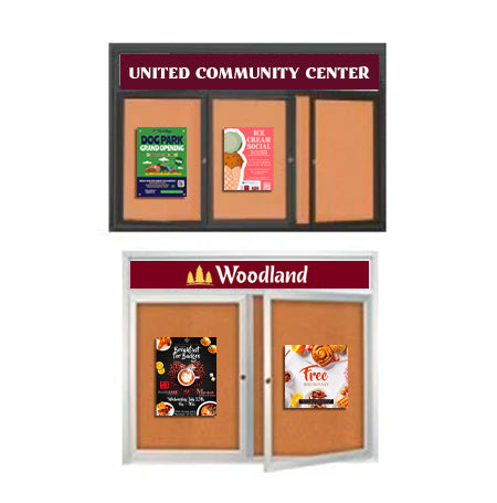 Waterproof Outdoor Poster Display Cases with Radius Edges - LED Lighted 2/3 Door Cabinets (35+ Sizes) for Storefronts, Restaurants & Business Signage