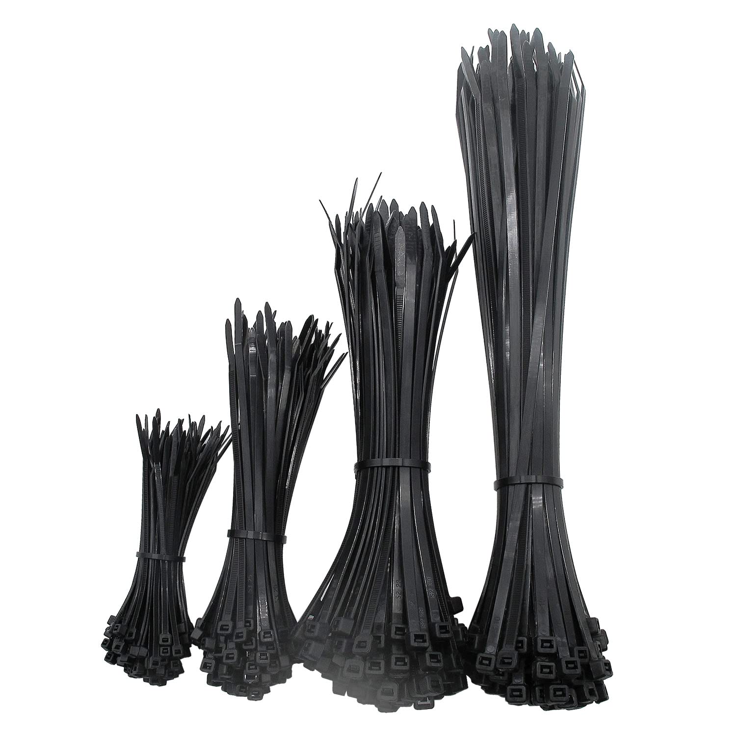Superun 400 Packs Black Zip Ties Assorted Sizes 4/6/8/12 Inch - Heavy Duty Cable Ties Set for Organizing Wires, Cables & DIY Projects - Ideal for Home, Office & Industrial Use