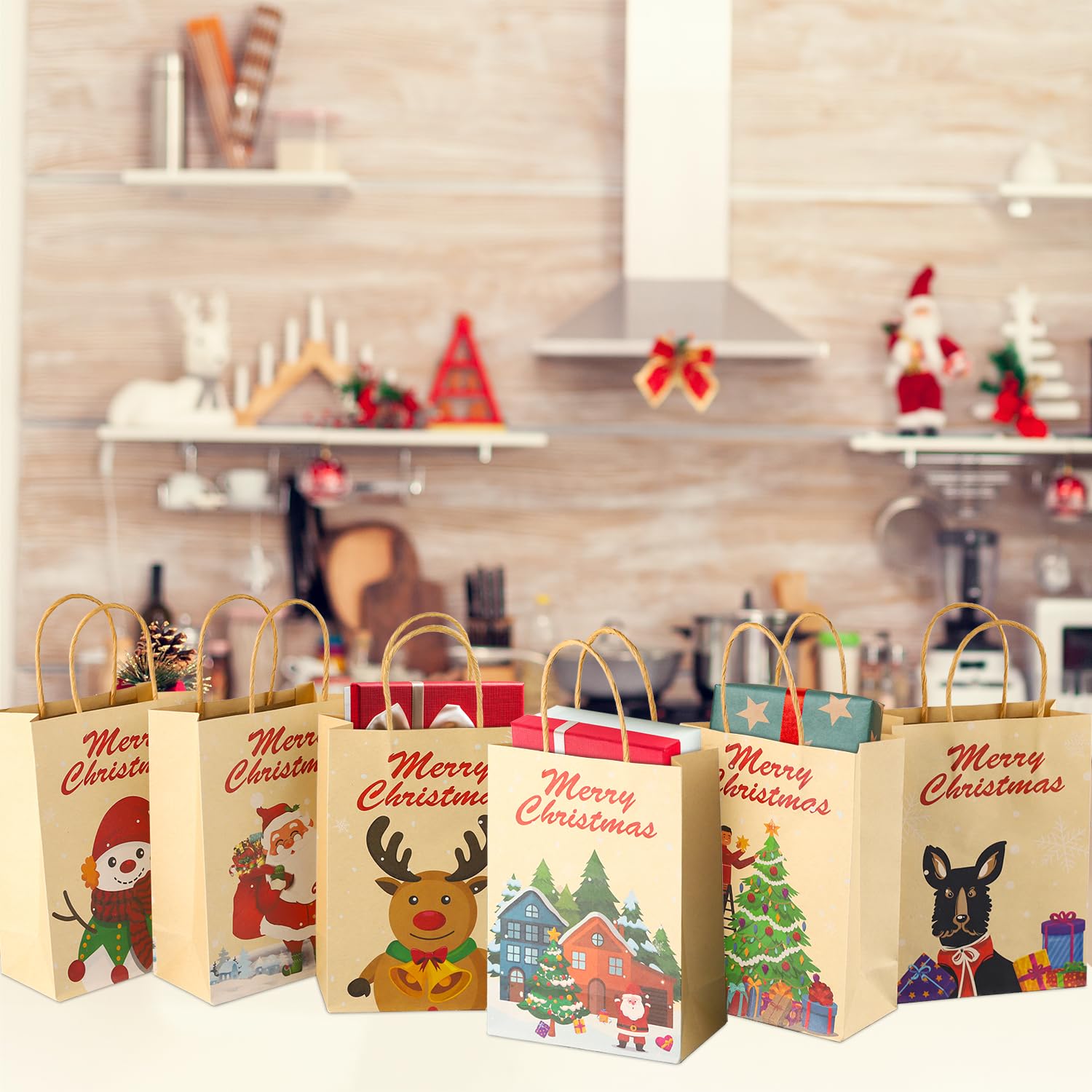 SPERPAND 24 Pack Small Christmas Gift Bags with Tissues - Reusable Holiday Treat Bags with Handles for Xmas Gifts, Party Favors & Decorations - Perfect for Christmas Parties, Gift Exchanges & Holiday Decor